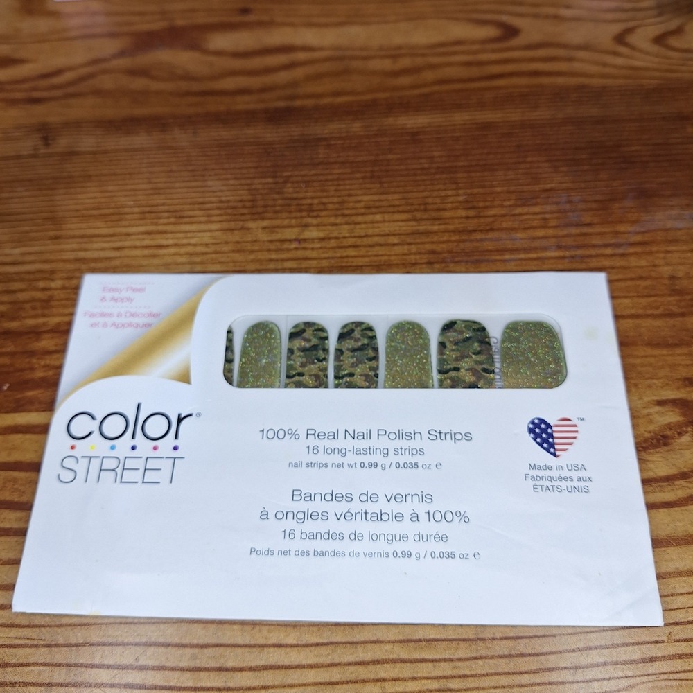 Color Street Glam-Ouflage 100% Nail Polish Strips 16 Count Made In The USA Camo